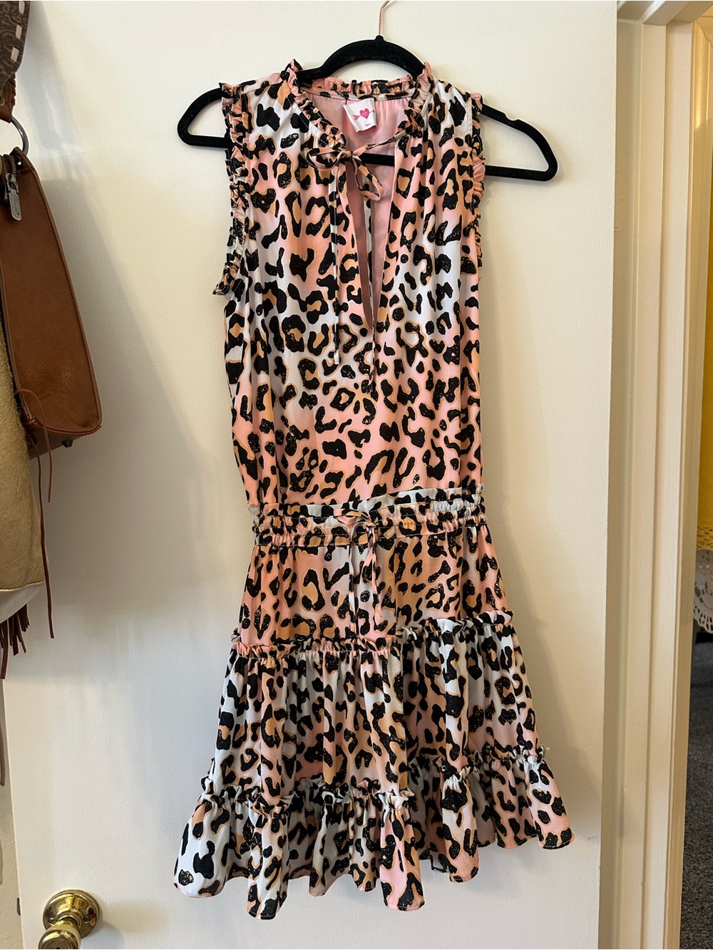 Buddy Love Pink Leopard Print Ruffle Tier Dress